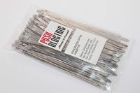 PUSU 100pcs Metal Zip Ties, 304 Stainless Steel Ladder Ties, Self Locking Zip Cable Ties, Heavy Duty for Extreme Temperature (4.5mm×150mm/0.17"×5.9")