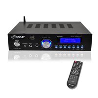 Pyle  200W Audio Stereo Receiver - Wireless Bluetooth Home Power Amplifier Home Entertainment System w/ AUX IN, USB Port, DVD CD Player, AM FM Radio, 2 Karaoke Microphone Input, Remote - PDA5BU.0