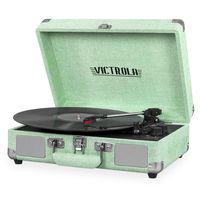 Victrola VSC-550BT-LMN Bluetooth Suitcase Record Player with 3-Speed Turntable, Light Mint Green Linen