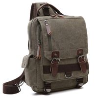 Unisex Lightweight Multi Pockets Canvas Small Day Bag School Backpack Vintage Travel Hiking Rucksack for Men/Women Daypack