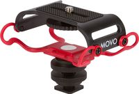 Movo SMM5-R Universal Microphone and Portable Recorder Shock Mount - Fits the Zoom H4n, H5, H6, Tascam DR-40, DR-05, DR-07 with 1/4" Mounting Screw (Red/Black)