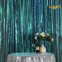 LQIAO Shiny Sequin Backdrop Background 9FTx9FT-Fluorescence Green,Sequin Curtain Backdrop Photo Booth Wedding Props Glitter Party Background Decoration, Pocket 9x9FT(270x275cm))