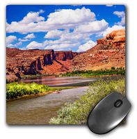 3dRose Mouse Pad Colorado River Through Rugged Landscape, Red Rock Canyon, Moab, Utah, 8 x 8" (mp_260385_1)