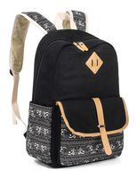 Leaper Cute Canvas Backpack for Girls School Bag Travel Daypack Black 8812