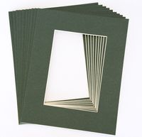 Pack of 10 DARK GREEN 16x20 Picture Mats Matting with White Core Bevel Cut for 11x14 Pictures