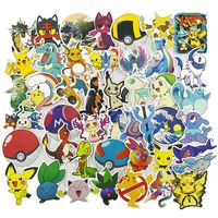 Pokémon Laptop Stickers, Cute Cartoon Vinyl Computer Waterproof Water Bottles Skateboard Luggage Decal Graffiti Patches Decal 45Pcs Pack
