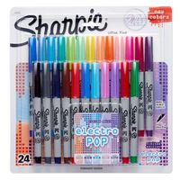 Sharpie Electro Pop Permanent Markers, Ultra Fine Point, Assorted Colors, 24 Count