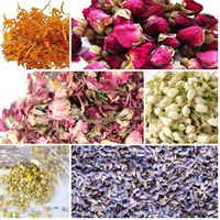 bMAKER Bulk Botanical Flowers Kit, 6 Pack - Edible, Kosher Certified - 1.5 Cups Each of Jasmine, Rosebuds, Lavender, Marigold, Chamomile, Pink Rose Petals, 2 ml of Rose Absolute Essential Oil