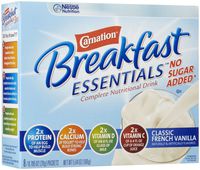 Carnation Breakfast Essentials, No Sugar Added French Vanilla, 0.705 Ounce Packets, 8 Count Box