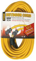 Prime Wire & Cable EC500835 Prime Extra Heavy-Duty, Single Outlet Extension Cord, 12/3 ga, 15 A, 125 V, 100 ft L, Yellow