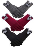 Patelai Pairs Women Winter Gloves Warm Touchscreen Gloves Windproof Gloves for Women Girls Winter Using (Black, Gray, Red 2)