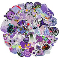 Girl Cute Purple Laptop Stickers Water Bottle Skateboard Motorcycle Phone Bicycle Luggage Guitar Bike Sticker Decal 61pcs Pack (Purple Girl)