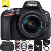 Nikon D5600 DSLR Camera with Nikon AF-P DX NIKKOR 18-55mm f/3.5-5.6G VR Lens 11PC Accessory Bundle - Includes 64GB SD Memory Card + MORE