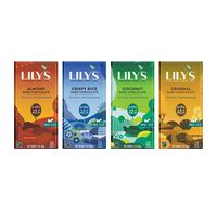 55% Dark Chocolate Bar Variety Sampler by Lily's Sweets | Stevia Sweetened, No Added Sugar, Low-Carb, Keto Friendly | 55% Cacao | Fair Trade, Gluten-Free & Non-GMO | 3 ounce, 4-Pack