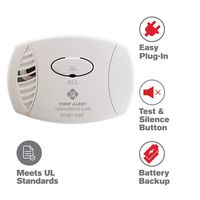 First Alert Carbon Monoxide Detector Alarm | Plug-In with Battery Backup, CO605