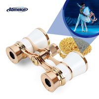 Aomekie Opera Glasses Binoculars 3X25 Theater Glasses Mini Binocular Compact with Chain for Adults Women Kids  in Musical Concert (White)