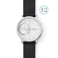 Skagen Connected Men's Hagen Stainless Steel and Leather Hybrid Smartwatch, Color: Silver, Black (Model: SKT1100)