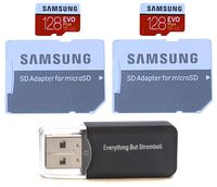 Samsung Evo Plus 128GB MicroSD Memory Card (2 Pack) Works with GoPro Hero 8 Black (Hero8), Max 360 UHS-I, U1, Speed Class 10, SDXC (MB-MC128G) with (1) Everything But Stromboli (TM) Micro Card Reader