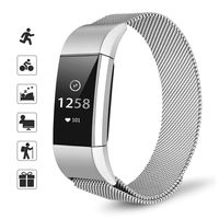 TOMALL Metal Bands Compatible for Fitbit Charge 2,Stainless Steel Metal Replacement Wristband for Women Men (Small, Silver)