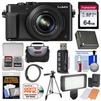 Panasonic Lumix DMC-LX100 4K Wi-Fi Digital Camera (Black) with 64GB Card + Case + Video Light & Flash Set + Battery + Tripod + Kit