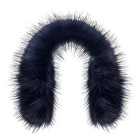 Futrzane Faux Fur Trim For Hood Replacement - Like Real Fur - Buttons Included (S, Navy Blue Rabbit)