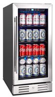 Kalamera 15" Beverage Cooler 96 can Built-in or Freestanding Touch Control Beverage Fridge with Blue Interior Light