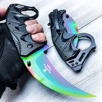 Snake Eye Tactical Everyday Carry Karambit Style Ultra Smooth One Hand Opening Folding Pocket Knife - Ideal for Recreational Work Hiking Camping (Rainbow)