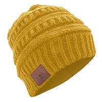 SoundBot¨ SB210 HD Stereo Bluetooth 4.1 Wireless Smart Beanie Headset Musical Knit Headphone Speaker Hat Speakerphone Cap,Built-in Mic (Cable/Mustard Yellow)