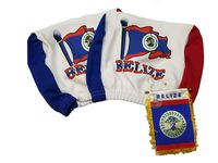 3pcs Belize Headrest Cover Flag Fits trucks, Car w/ Belizean Mini Banner rear view mirror