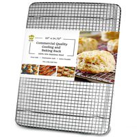 Ultra Cuisine 100% Stainless Steel Cooling and Baking Rack fits Jelly Roll Sheet Pan - Cool Cookies, Cake, Bread, Pie - Oven Safe Wire Grid for Roasting, Cooking, Grilling, BBQ, Smoking (10" x 14.75")