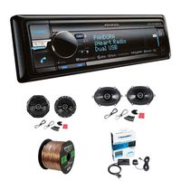 Kenwood KDC-BT958HD CD Player Receiver BT USB Siriusxm with Kicker 40CS684 2-Way Speakers (Pair), Kicker 40CS674 600W Speakers (Pair), Enrock Audio 16G 50' Speaker Wire & Sirius SXV300-V1 Radio Tuner