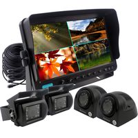 CAMSLEAD Vehicle Backup Camera Monitor System 9 inch TFT LCD Monitor with Quad Split Screen 600TV Lines CCD Waterproof Night Vision Rear View Camera Kit for Truck Van Caravan Trailers Camper Bus RV