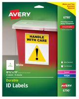 Avery Durable ID Labels, Permanent Adhesive, 8-1/2 x 11, Pack of 8 (6790)
