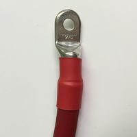 00 Gauge 2/0 AWG Battery Cable - USA Made All Copper Flexible Stranding - Red - 48 inch with 5/16 Anti Corrosion Copper Ring Terminal Lugs Both Ends