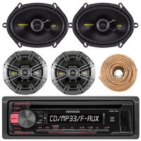 Kenwood KDC118 Car Radio USB AUX CD Player Receiver - Bundle Combo with 2X Kicker CS654 6.5" 300W 2-Way Coaxial Speakers + 2X 6x8 450W Speaker + Enrock 50 Foot 18 Gauge Speaker Wire