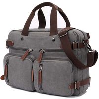 Convertible Laptop Backpack 17.3 Inch Messenger Bag for Men/Women (Grey)