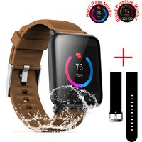 SZHAIYU Blood Pressure Heart Rate Monitor Smart Watch Android iOS IP67 Waterproof Sport Fitness Trakcer Watch Men Women Smartwatch (Coffee)