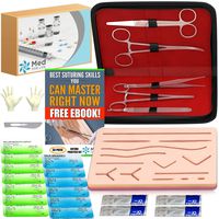 Suture Kit with Training Ebook To Become The Best Doctor or Nurse | Practice On This Reusable Large Suturing Pad Skin With Tool Set And Impress Others | Developed by Doctors for Medical, Vet Students