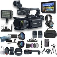 Canon XA11 Compact Full HD Camcorder with HDMI and Composite Output Filmmaker Bundle. Includes Extra Battery, Case, LED Light, External Monitor, Professional Mic, Sony Headphones, Tripod and More