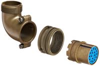 Amphenol Industrial 97-3108B-20-29S Circular Connector Socket, Threaded Coupling, Solder Termination, Angle Plug, Split Backshell, 20-29 Insert Arrangement, 20 Shell Size, 17 Contacts