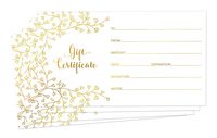 Blank Gift Certificates for Business - 25 Gold Foil Gift Certificate Cards with Envelopes for Spa, Salon, Restaurants, Custom Client Vouchers for Birthday, Work Gift Card - 3.75x7.5"