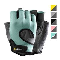 Glofit Freedom Workout Gloves, Knuckle Weight Lifting Shorty Fingerless Gloves with Curved Open Back, for Powerlifting, Gym, Women and Men (Aqua, Large)