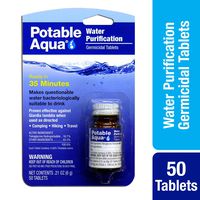 Potable Aqua Germicidal Water Purification Tablets - 50 count Bottle