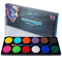 Professional Face Paint Kit - by Blue Squid PRO, 12x10g Classic Color Palette,  Professional Face & Body Painting Supplies SFX, Adult & Kids, Superior Safe Paint for Sensitive Skin Halloween