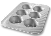 USA Pan Bakeware Texas Muffin Pan, 6 Well, Nonstick & Quick Release Coating, Made in the USA from Aluminized Steel