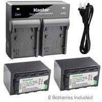 Kastar 2X Battery + Fast Dual Charger for Panasonic AG-VBR59 AG-VBR89G AG-VBR118G and AG-DVX200PJ AG-3DA1 (3DA1E) AG-AC8 AC8EJ AG-AC8PJ AG-AC30 AG-DVC30 HC-X1000 HC-X1 HDC-Z10000 (Z10000GK, Z10000P)