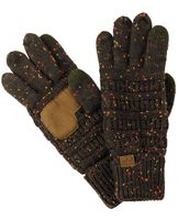 C.C Unisex Cable Knit Winter Warm Anti-Slip Touchscreen Texting Gloves, Confetti Brown