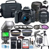 Canon EOS 77d DSLR Camera Bundle with Canon EF-S 18-55mm STM Lens & Tamron 70-300mm Zoom Lens + 32GB Sandisk Memory + Canon Case + TTL Speedlight Flash (Good Upto 180 Feet) + Accessory Bundle