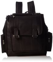 Piel Leather Double Loop Flap-Over Laptop Backpack, Chocolate