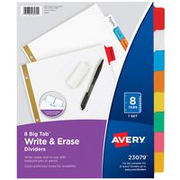 Avery 8-Tab Binder Dividers, Write & Erase Multicolor Big Tabs, 48 Sets (23079)